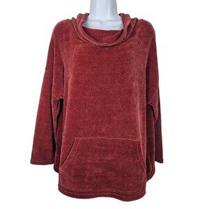 Spring + Mercer Super Soft Pullover Sweater Front Pocket Cowl Neck Red Womens M